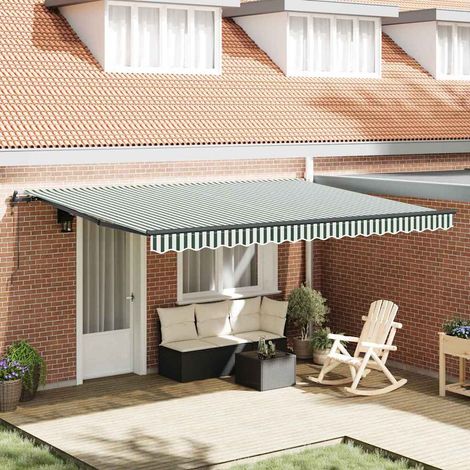 Tenda retrattile Verde e Bianco 450 × 350 cm vidaXL