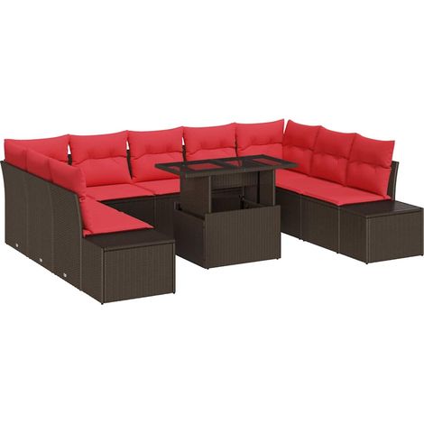 Maison Exclusive - Garten-Sofa-Set mit Kissen mit Speicher 10 pcs