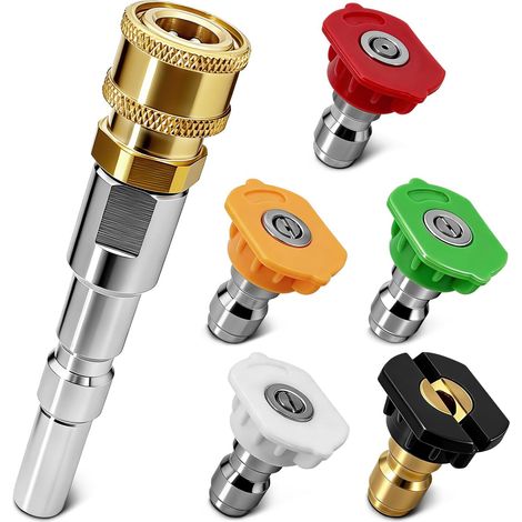 D12 Set de Buses pour Nettoyeur Haute Pression Compatible avec KEW Alto Neptune, Adaptateur De Montage Rapide en Laiton, 5 Conseils De Pulvérisation pour Véhicules Patio Jardin Pavé Balcons (1/5)