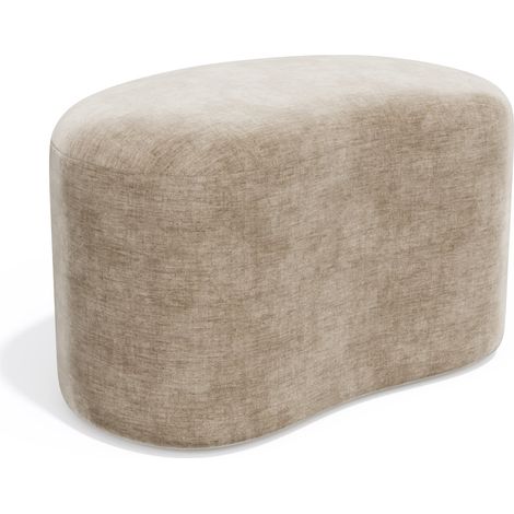 Pouf 60cm en velours taupe DUNE (1/5)