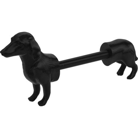 Support Pour Essuie-Tout - Chien Teckel 3D - Base Poids 300 G - Tige Amovible 1 5 Cm - Convient Rouleaux Standard Jusqu À 5 Cm - Noir (1/5)