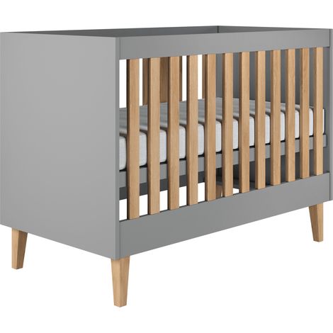 Kubi Mitwachsendes Babybett 60 x 120 cm ohne Matratze Grau