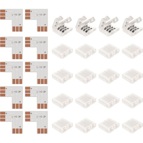 3Pin WS2812B WS2811 SK6812 Corner Connector 10mm Wide led strip right angle L shape solderless No soldering 10sets (1/5)