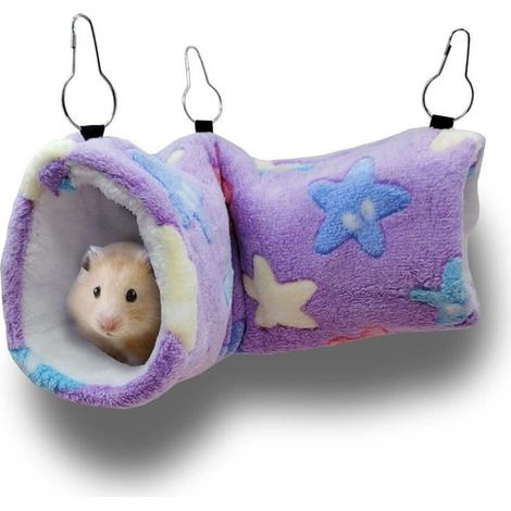 Hamac pour Cochon d'Inde - Violet - Tunnel Suspendu - 50 x 15 cm - Confortable et Durable - Pour Rongeurs (1/4)