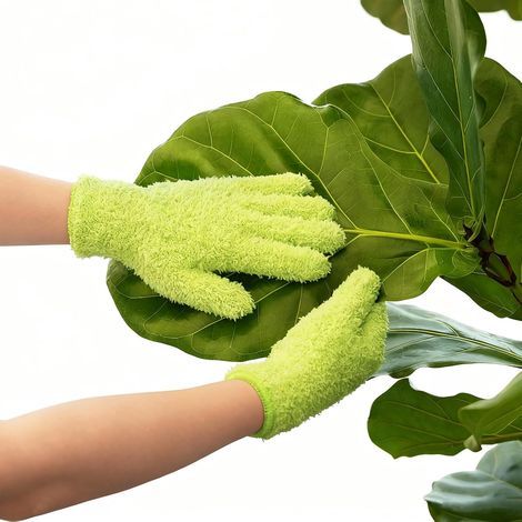 Gants en Microfibre pour Soin des Plantes, Gants de Jardinage Réutilisables pour Nettoyage Feuilles, Accessoire Plante Intérieur Vert (1/5)
