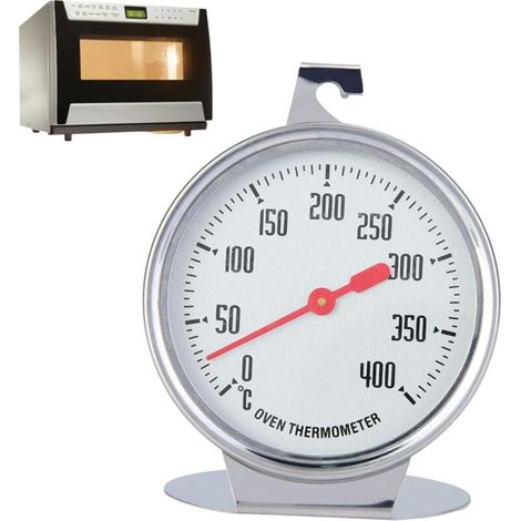 Thermomètre Four - 0 À 400 ℃ - Cadran Acier Inoxydable Avec Crochet Et Base Stable - Pour Four Électrique Gaz Traditionnel - 1 Pièce (1/5)