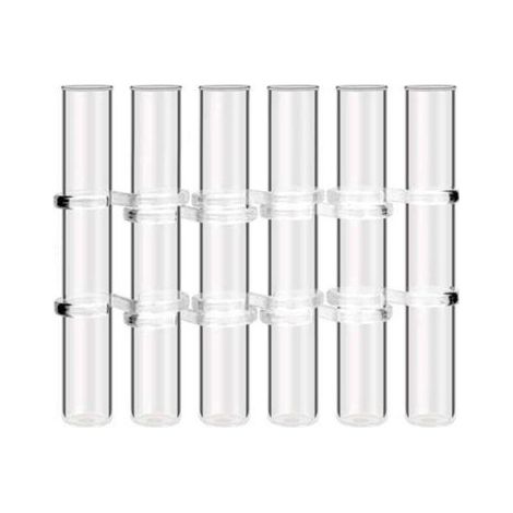 Lot de 6 tubes à essai en verre transparent pour vase à fleurs à charnière, pour décoration intérieure, taille L (1/4)