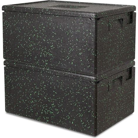 BRB 2 boîtes isothermes taille 1 avec couvercle, L x l x H 685 x 485 x 360 mm, contenu 80 l, poids 1,65 kg, anthracite/vert moucheté (1/3)