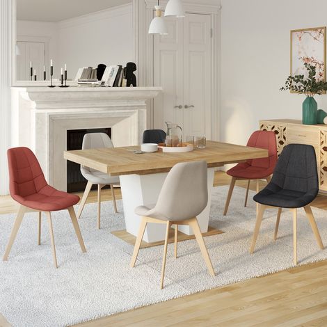 Juego de 6 sillas de comedor escandinavas GABY mezcla de colores gris oscuro x2, terracota x2, beige x2 (1/5)