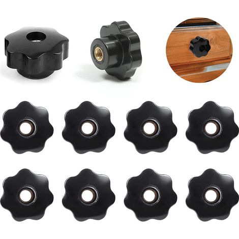 M8 nut, 10 pieces practical clamping nut, internal thread, internal thread, plastic thread, star head, for machine tools, mechanical equipment.