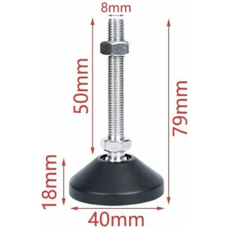 Ensemble de 4 pieds de meubles réglables, vis de réglage M8x50, adaptés aux meubles, tables, chaises, etc., réglables en hauteur. Pieds universels réglables en silicone. (1/4)
