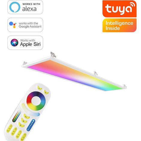 RGB+CCT LED Panel 120x30cm inkl. MiBoxer Smarthomesteuerung 48W 24V Rahmen weiß - Panelmontage: Deckenhalterung Clips (1/5)
