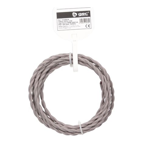 Cable textil 2,5M (2x0.75mm) trenzado Gris claro