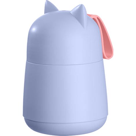 botella de agua isotérmica, diseño de orejas de gato, cuchara plegable, acero inoxidable, para la escuela o la oficina. (1/5)