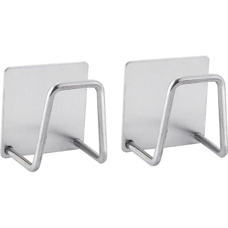 couleur Argent-lot De 2 Porte-ponges Auto-adhsifs, Pour La Cuisine, Montage Sans Perage, En Acier Inoxydable, Antirouille Et Tanche (1/5)