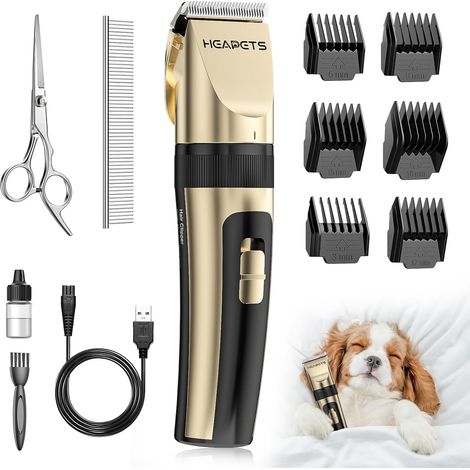 Tondeuse à poils pour chiens, silencieuse, électrique, avec peigne réglable et sans fil rechargeable, pour chiens, chats et autres animaux de compagnie.-AquaForge (1/5)