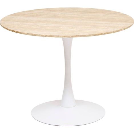 Table à manger ronde avec pieds en acier Blanc - Diamètre 102 x Hauteur 76 cm (1/4)