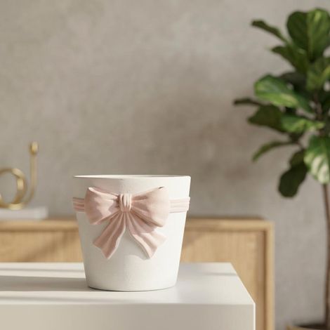 Blush Bow Decorative Planter Pot (1/2)