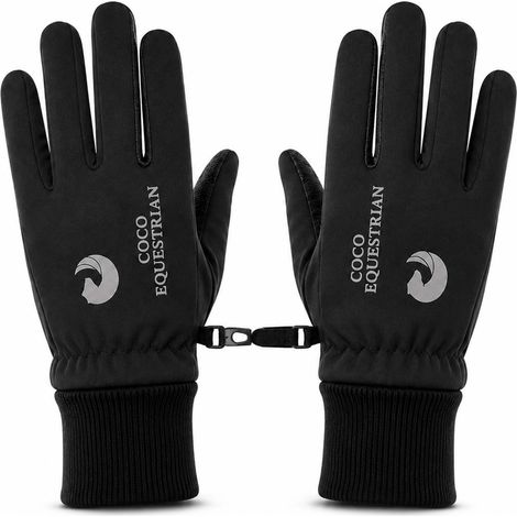 Coco Equestrian Black (L) Windproof Winter Horse Riding Gloves (1/5)