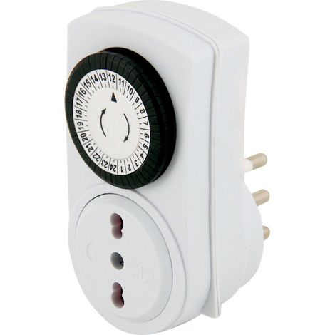 VELAMP Presa Temporizzata - Programmatore timer giornaliero - Spina grande 16 A e Presa bivalente 10/16A - Carico max 3600W/16A (1/5)
