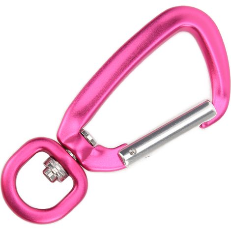 Mousqueton pivotant en aluminium pour laisse chien, attache hamac et porte-clés - Couleur rose rouge