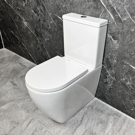 Tornado Flush Toilet Water Saving Rimless Inc Soft Close Seat Closed Back Tamara (1/4)