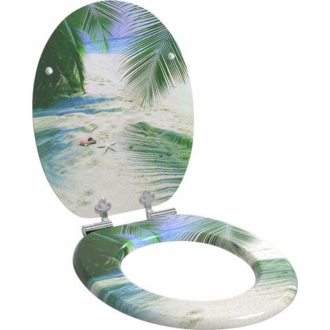 vidaXL Sedile per toilette con chiusura morbida Verde 44 x 38 cm