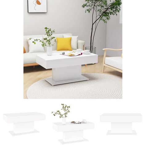 The Living Store Couchtisch Weiß 96x50x45 cm Holzwerkstoff - Couchtische (1/5)