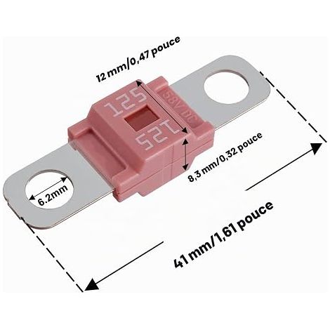Fusible Midi à courant Bolt-on Fusible 125A Amp Rose voitures, camions, véhicules de construction, bus, caravanes (1/3)
