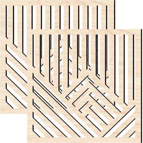 Lot de 2 panneaux décoratifs muraux en bois représentant des montagnes. Panneaux en bois ajourés en forme de montagne.-30x30x0.5cm (1/3)