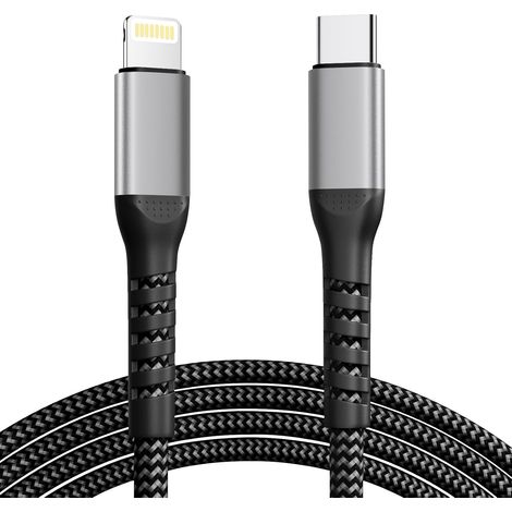 Câble USB C vers Lightning 2M[Certifié Apple MFi], Câble Chargeur iPhone USB C Câble iPhone Charge Rapide Nylon Cable Lightning USB C Cordon Fil Chargeur pour iPhone 14 Pro Max//13/12 Mini/11/XR/8/SE (1/5)