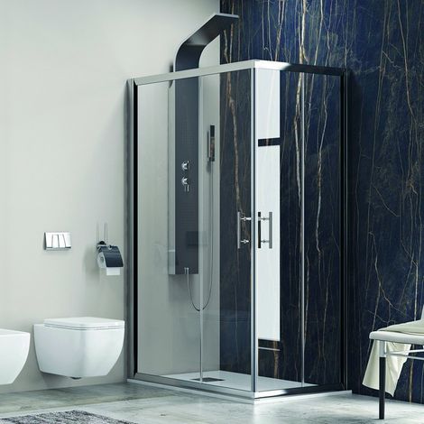 Box doccia 100x80 cm angolare cristallo trasparente KF1000 kamalu