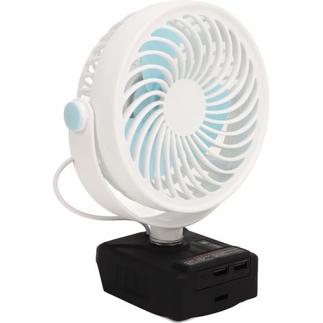 5-Zoll-Akku-Tischventilator, wiederaufladbar, batteriebetrieben, kleiner elektrischer Ventilator mit 2 USB-Ladeanschlüssen, Weiß (1/5)