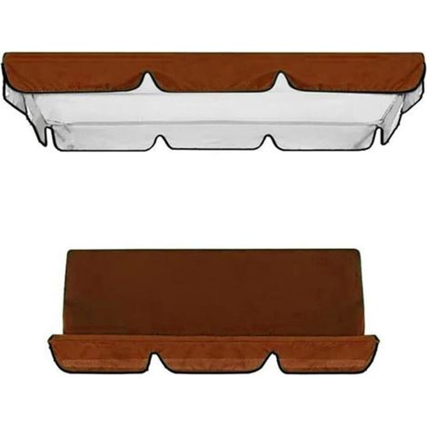 Kit de rechange pour balancelle 3 places avec toit et coussin d'assise réglables, pour balancelle de jardin, 1 housses de siège et housse (marron, 164 x 114 x 15 cm/1505010cm)