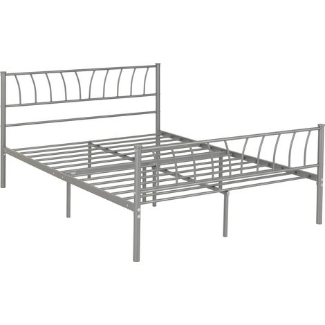 Harlow 4 Feet 6 Inches Bed Frame - L201 x W88.5 x H143 cm - Silver