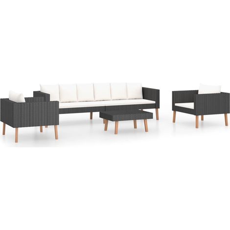 Salon de jardin 4 pcs Contemporain, Ensemble repas de jardin, avec coussins Résine tressée Noir OIB4780E (1/5)