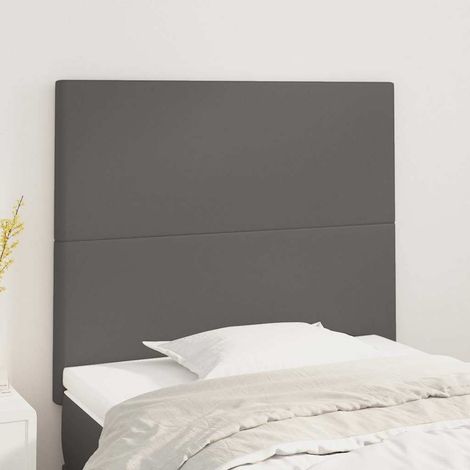 vidaXL Cabecero de cama gris 80x5x118/128 cm piel sintética (1/5)