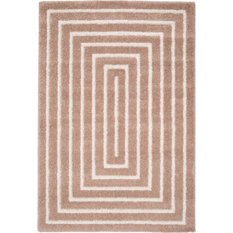 Tapis intérieur motif rectangle rose et crème - Lia 120 x 170 cm (1/5)