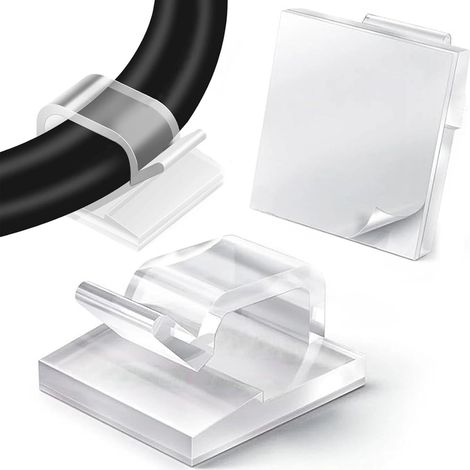 50 Pièces Clips de Câble Adhésif de Voiture Fixe Câble sans Vis Attache de Câble AdhésifCrochets de Fils Adhesifs Supports de Câbles pour Guirlande Électrique Bureau TV (1/5)