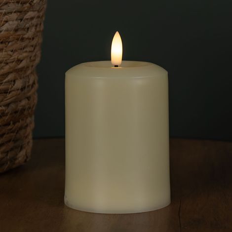 13cm Battery Operated Cream Flickering Flameless LED Pillar Candle (1/5)