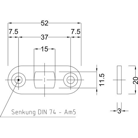 BMH Stangenschließblech 1143, 52 x 20 x 3 mm rund, Stahl verzinkt (1/4)