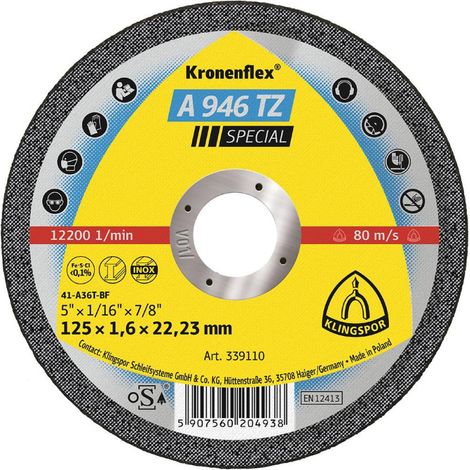 A946TZ 125x1.6 mm a la derecha 25 pcs. En Klingspor Box de plástico