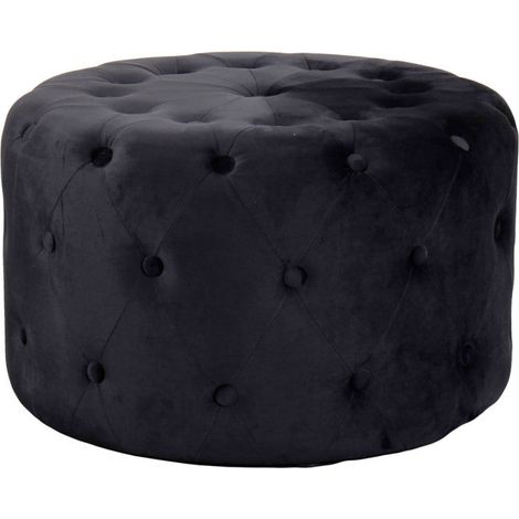Pouf seduta rotondo 67 cm rivestito in velluto morbido e colorato Softy - Black (1/5)