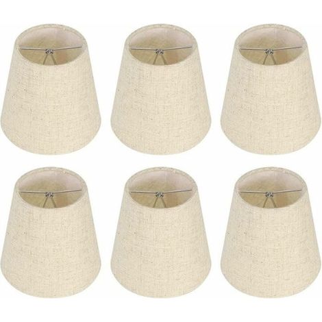 Lot de 6 Mini Abat-Jour Style Scandinave, Housse en Jute pour Ampoule, Cache-Lumière Tonneau Beige, Dimensions 8,9 x 14 x 13,2 cm (1/2)