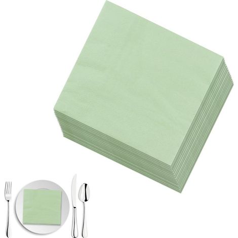 Serviette Papier Vert Sauge 100 Pièces Serviettes Anniversaire 33 x 33 cm Serviette de Table Jetable Sage Green Napkins Disposable pour Fêtes Mariage (1/5)