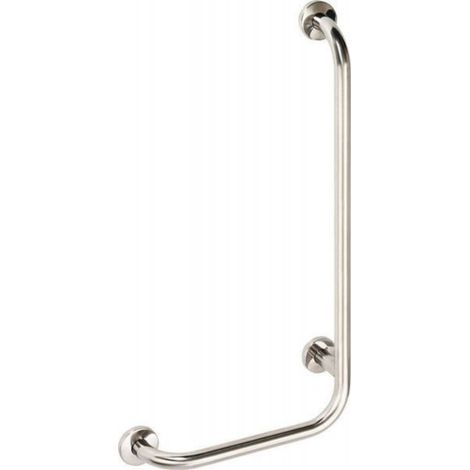 BEMETA HELP Barre de maintien fixe 80x60cm en forme de L, Pose à gauche, Acier inoxydable Brossé (301112042) (1/2)