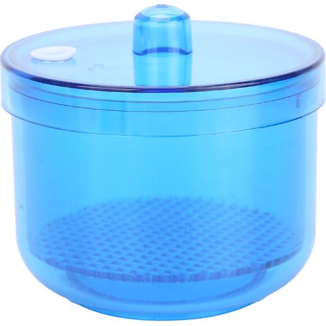 Porte-fraise dentaire rond transparent bleu - Boîte de trempage et nettoyage pour fraises dentaires, accessoires de soin dentaire. (1/5)
