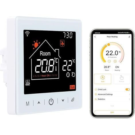 TUYA R9W Smart Thermostat AC230V 3A for Water Heating System Ultra Wide Touch Screen WiFi Thermostat 2.4GHz Compatible with Echo Home (1/2)