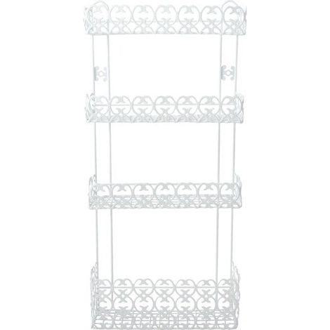 MSV – Tablette de douche 4 niveaux à fixer – Acier blanc anti-corrosion – Dimensions 30x10,5x67,5cm – Gardes-fous pour flacons
