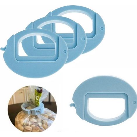 Confezione da 4 clip magnetiche blu riutilizzabili per sacchetti alimentari, ideali per sigillare patatine, pane, snack e cibo per animali. (1/5)